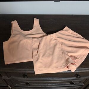 Lululemon Peach Ribbed Tank Top Set